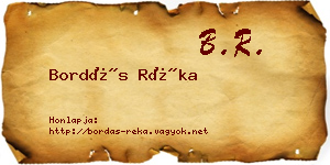 Bordás Réka névjegykártya